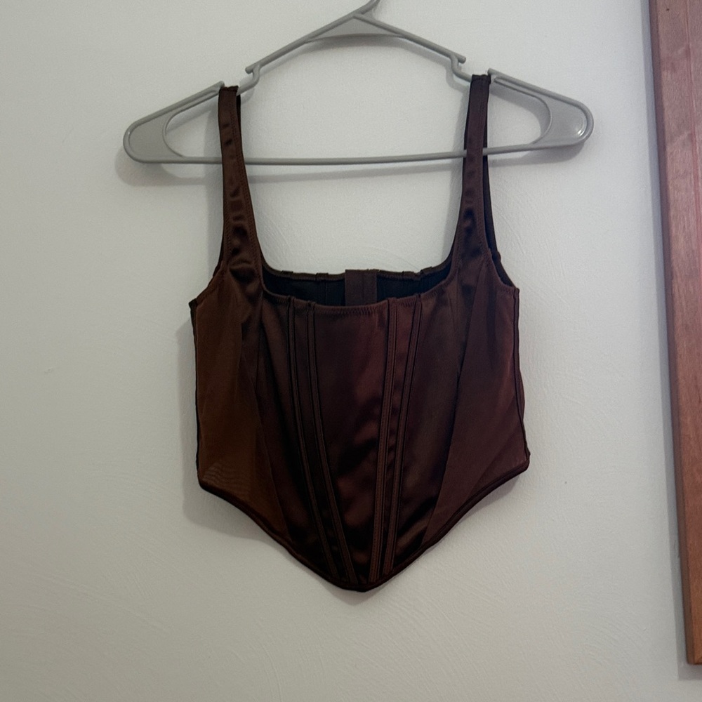 Brown Satin Corset Top